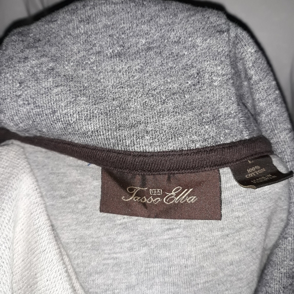 Tasso Elba shawl collar grey button cotton cardigan. Large - Picture 6 of 8